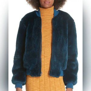 Elizabeth and James Ellington Blue Faux-Fur Bomber Jacket